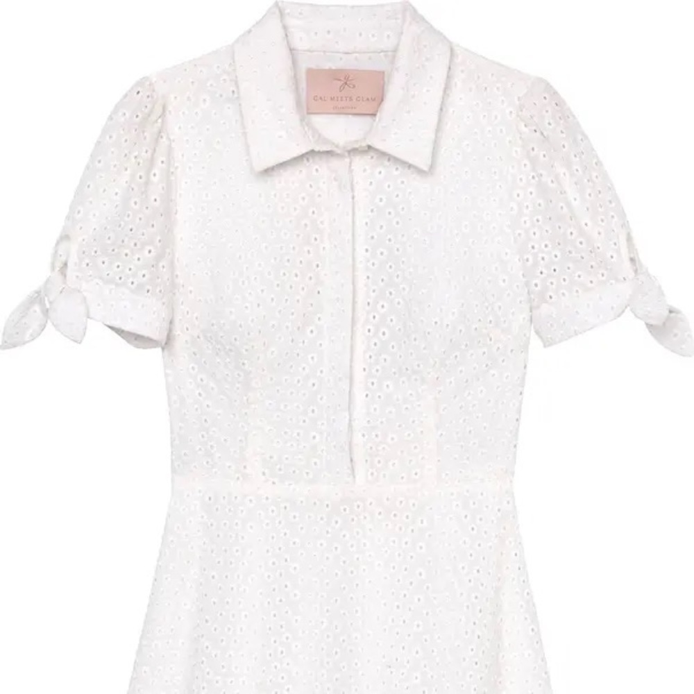 Gal Meets Glam Judith Puff Sleeve Cotton Eyelet Dress (Size 8)